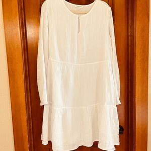 beachlunchlounge White Mini Tiered Long-Sleeve Dress